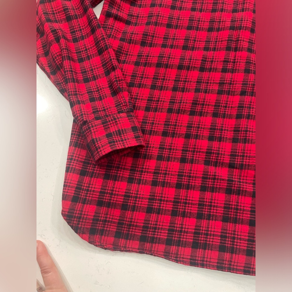 Lauren Ralph Lauren Women Red Black Plaid Flannel Button-Down Shirt Sz S cotton - Picture 10 of 15
